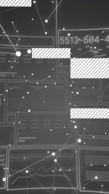 Gri arkaplan üzerinde tarama ve veri işleme animasyonu. Dijital olarak oluşturulmuş küresel bağlantılar, hesaplama ve veri işleme kavramı.