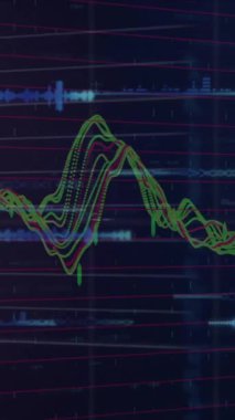 Siyah arka planda finansal veri işleme animasyonu. Küresel iş, finans, iletişim ve dijital arayüz kavramı dijital olarak oluşturulmuş video.