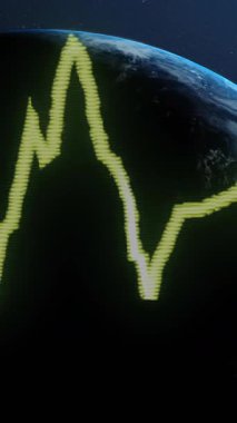 Dönen küre üzerinde diyagramın animasyonu. Teknoloji, iş ve dijital arayüz kavramı dijital olarak oluşturulmuş video.