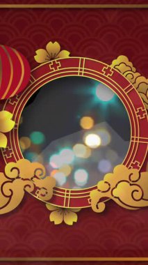 Şekillerin canlandırılması ve kırmızı arka plandaki ışık noktalarının üzerinde daireler çizilmesi. Küresel iş, finans ve dijital arayüz kavramı dijital olarak oluşturulmuş video.