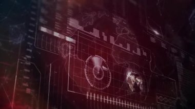 Küresel ölçümler için ortaya çıkan veri panelleri ile birlikte dönen kablo atımlı kürede kaybolduktan sonra. Teknoloji, veri görselleştirme, fütüristik, analitik, dijital arayüz, yenilik, ağ