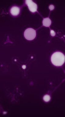 Siyah arkaplan üzerinde şekillerin ve moleküllerin animasyonu. Küresel bilim ve dijital arayüz kavramı dijital olarak oluşturulmuş video.