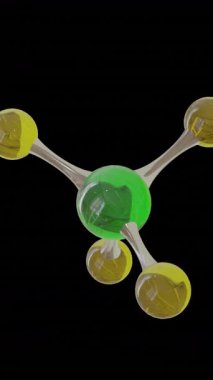 Siyah arkaplandaki 3 boyutlu mikro moleküllerin animasyonu. Küresel bilim, araştırma ve bağlantılar konsepti dijital olarak oluşturulmuş video.