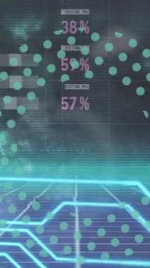 Dijital uzayda hareket eden grafiklerin ve entegre devrelerin animasyonu. Ağ, bilgisayarlar, finans ve teknoloji konsepti dijital olarak oluşturulmuş video.