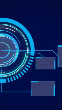 Dürbün taraması ve dijital ekranda veri işleme animasyonları. küresel teknoloji, dijital arayüz ve veri işleme kavramı dijital olarak oluşturulmuş video.