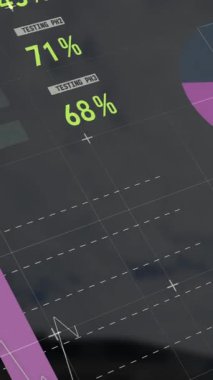 Animation of data processing over landscape. Global business digital interface technology and networking concept digitally generated video.