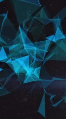 Koyu arkaplanda parlayan mavi 3D ağ yapılarının animasyonu. Ağ, veri, bağlantı ve küresel iletişim, dijital olarak oluşturulmuş video.