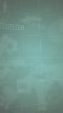 Mavi gradyan arkaplan üzerinde istatistiksel veri işleme animasyonu. Bilgisayar arayüzü ve iş veri teknolojisi kavramı