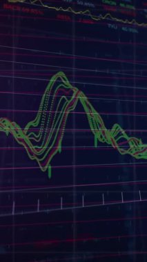 Siyah arkaplanda dijital veri işleme sisteminin animasyonu. Dijital olarak oluşturulmuş küresel bağlantılar, hesaplama ve veri işleme kavramı.