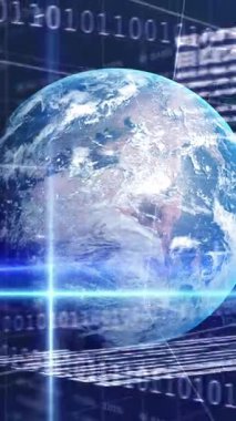 İstatistik ve finansal veri işleme animasyonları ve dünya çapında ikili kodlama şebekeleri. küresel iş, finans ve veri işleme kavramı dijital olarak oluşturulmuş video.