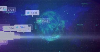 Dijital küre ortaya çıkıyor. Artan sosyal simgeler sürükleniyor, kümeleniyor, veri akışını göstermek için zayıflıyor. Gelecekçi, siber, ağ, bağlantı, teknoloji, sanal, veri