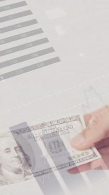 Grafikler ve istatistiklerle dolu bir arkaplanda el ele tutuşma banknotunun dijital bileşimi