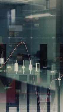 Boş ofise karşı istatistiksel veri işlemenin dijital bileşimi. küresel iş analizleri ve teknoloji kavramı