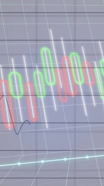 Beyaz arkaplan üzerinde veri işleme ve diyagram animasyonu. Küresel iş ve dijital arayüz kavramı, dijital olarak oluşturulmuş video.