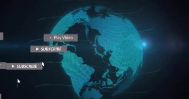 Ortaya çıkan dünya Play and Abone düğmelerinin kaymasına, abone büyümesini gösteren rozetlerin büyümesine neden oluyor. Teknoloji, yenilik, dijital, bağlantı, siber alan, ağ, veri görselleştirme