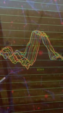 Ağ kulesine karşı veri işleme ve pleksus ağlarının animasyonu. Küresel ağ ve iş veri teknolojisi kavramı