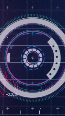 Çemberlerin soyut arkaplana karşı sayılarla çoklu grafikler üzerinde canlandırılması. Dijital olarak üretilen, hologram, şekil, aydınlatma, illüstrasyon, rapor, iş ve teknoloji kavramı.