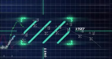 Koyu mavi ızgara yumurtlayan yeşil çubukları kaplayarak pazar gidişatını gösterme hakkı verir. Finansal veriler, analitik, modern, teknoloji, gösterge paneli, dinamik, kurumsal