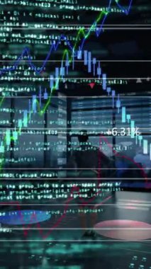 Sandalyede oturan bir kadın hakkındaki veri, istatistik ve grafiklerin animasyonu. Bilim ve araştırma konsepti dijital olarak oluşturuldu