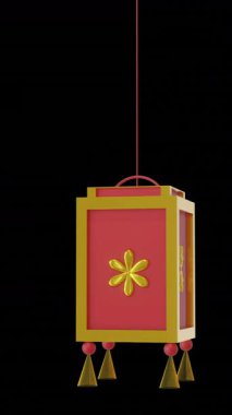 Siyah arka planda fotokopi alanı olan Çin kırmızı ve altın lambalarının animasyonu. Çin yeni yılı, şenlik, kutlama ve geleneksel konsept dijital olarak oluşturulmuş video.