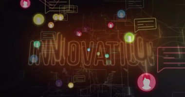 Yeni başlayan neon avatarları dolduran kırmızı ağ, gelişmeyi gösteren parlak bir gök mavisi oluşturur. Teknoloji, bağlantı, dijital, geleceksel, iletişim, yenilik, siber