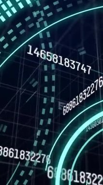 Dijital veri ve numaralar eğri çizgili şebeke arkaplanı üzerinde animasyon. Teknoloji, geleceksel, soyut, bilgi, analiz, görselleştirme