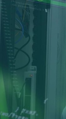 Animation of financial data processing over caucasian businessman in server room. Global technology, finances and digital interface concept digitally generated video.