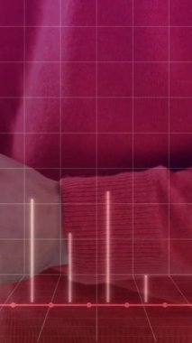 Adamın ayakta duran ve cep telefonu kullanan orta bölümündeki grafiğin animasyonu. Dijital bileşik, çoklu pozlama, rapor, iş, üç boyutlu ve teknoloji kavramı.