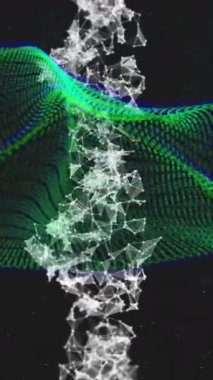 Hareket eden yerlerdeki DNA iplikçiklerinin animasyonu. Teknoloji, bilim ve dijital arayüz kavramı dijital olarak oluşturulmuş video.