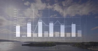 Kamera çerçeveleme sahili körfezi sonra trafik çizgileriyle yükselen soluk çubuklar finansmanı canlandırıyor. Veri, görselleştirme, analitik, torpido, bilgi, finans, okyanus