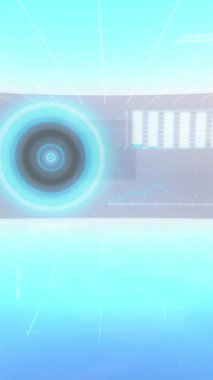 Hareket eden ekranda veri işleme animasyonu. küresel bağlantılar, veri işleme ve dijital arayüz konsepti dijital olarak oluşturulmuş video.