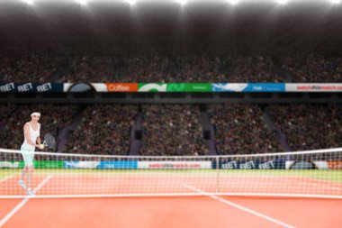 Tenisçi kadının kortta oynayışının birleşik görüntüsü