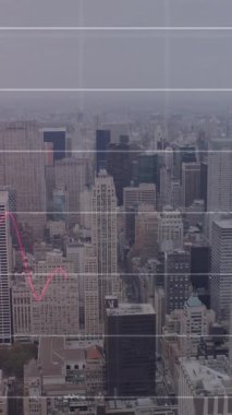 Şehirdeki finansal grafiklerin ve verilerin animasyonu. küresel iş, finans ve ekonomi kavramı dijital olarak üretilen video.