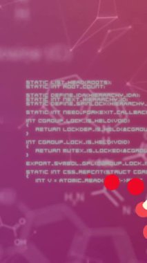 Kimyasal formüller ve moleküler yapılar üzerinde DNA ipliği animasyonu. Genetik, biyoteknoloji, biyoloji, bilim, kimya, araştırma