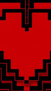 Mavi arka planda hareket eden kırmızı kalplerin animasyonu. Renkler, şekiller, hareket ve dijital arayüz konsepti dijital olarak oluşturulmuş video.