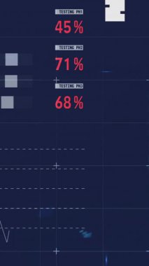 Siyah arka planda istatistik ve veri işleme animasyonu. Küresel finans, iş, bağlantılar, hesaplama ve veri işleme kavramı dijital olarak oluşturulmuş video.