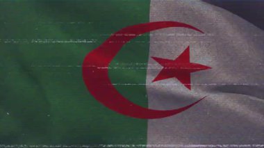 Statik hattın açılması arızayı başlatıyor, Cezayir bayrağı sallanıyor ve arıza etkisi için yanıp sönüyor. Vatanseverlik, dijital, hareket, dalga, animasyon, soyut, dinamik