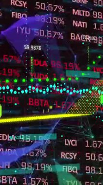 Animation of financial data processing over connections. Global business, finances, computing and data processing concept digitally generated video.