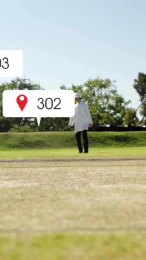 Çeşitli kriket oyuncuları üzerinde dijital veri işleme animasyonu. Küresel spor, sosyal medya, bağlantılar, hesaplama ve veri işleme kavramı dijital olarak oluşturulmuş video.