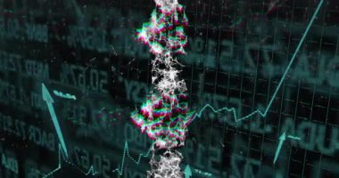Arızalı sütun titreşim düğümleri üzerinde çizgi yukarı doğru süpürülen oklar finans artışını gösteriyor. Fütüristik, teknoloji, veri, analitik, dijital, yenilik, soyut