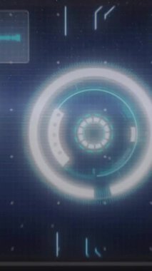 Siyah arkaplan üzerinde şema ve veri işleme animasyonları. Teknoloji, iş ve dijital arayüz kavramı dijital olarak oluşturulmuş video.