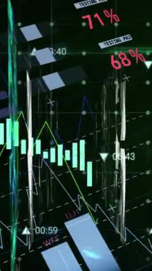 Bağlantılar ve şehir manzarası üzerinden şekillerin animasyonu. Küresel iş dijital arayüzü teknolojisi ve dijital olarak oluşturulan ağ konsepti.