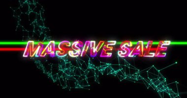 Teal node ağı, RGB bantlarını patlatan parıldayan sarı parçaları canlandırıyor. Siber, gelecekçi, dijital, canlı, teknoloji, animasyon, reklam