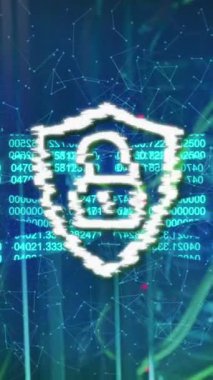 Sunucu odasında asma kilit animasyonu. küresel iş, bulut hesaplama ve dijital arayüz konsepti dijital olarak oluşturulmuş video.