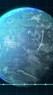 Veri işleme üzerinde dünyanın animasyonu. küresel iş ve dijital arayüz kavramı dijital olarak oluşturulmuş video.
