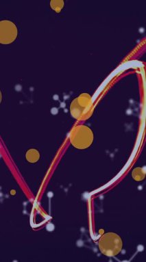 Siyah arkaplanda moleküllerle hareket eden noktaların animasyonu. renk, şekil ve hareket konsepti dijital olarak oluşturulmuş video.