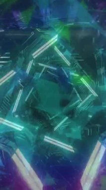 Dünya üzerinde dönen neon şekillerin animasyonu. dijital arayüz ve teknoloji konsepti dijital olarak oluşturulmuş video.