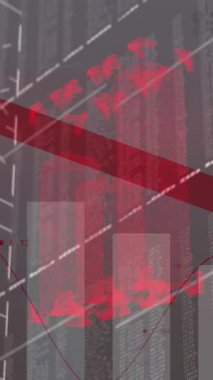 Siyah arka planda asma kilit ve finansal veri işleme animasyonu. küresel iş, finans ve dijital arayüz kavramı dijital olarak oluşturulmuş video.