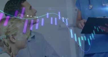 Baba kız hemşire sonuçları açıklıyor, sonuçları açıklıyor, doktor sonuçları açıklıyor. Aile, sağlık, danışma, klinik, veri görselleştirme, sağlık, meslek