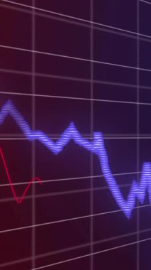 Karanlık arka planda finansal veri işleme sistemi animasyonu. Küresel finans, iş, bağlantılar, hesaplama ve veri işleme kavramı dijital olarak oluşturulmuş video.